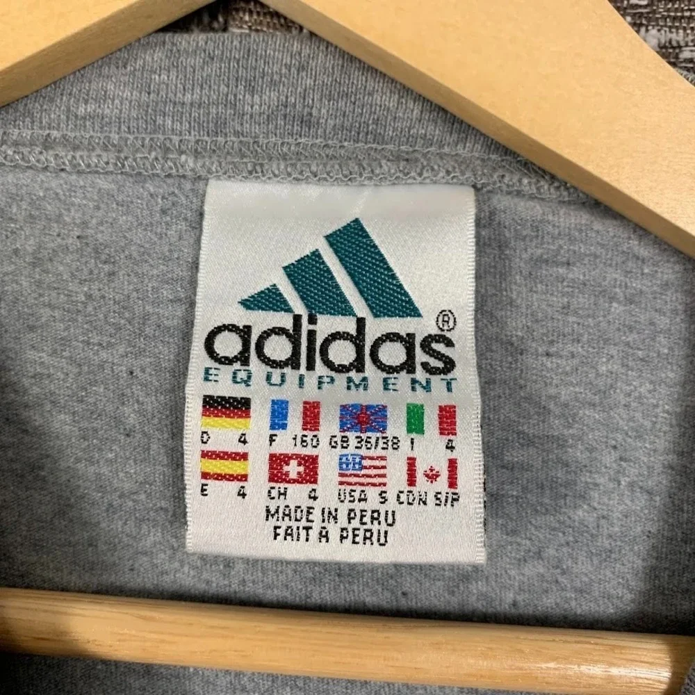 Vintage Adidas Equipment Gray Long Sleeve Shirt Embroidered Logo Size Small